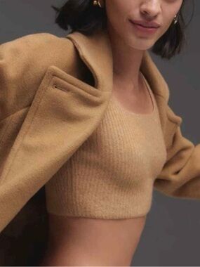 Everlane Rib Knit Crop Tank Square Neck Y2K Minimalist Fitted Top Capsule Core